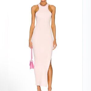 Ser.o.ya Pink and White Body-con Sophie Ribbed
MIDI Dress(Size Small)